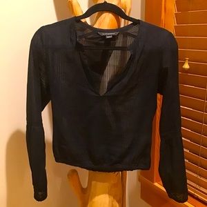Semi-Sheer Black Cotton Cropped Top